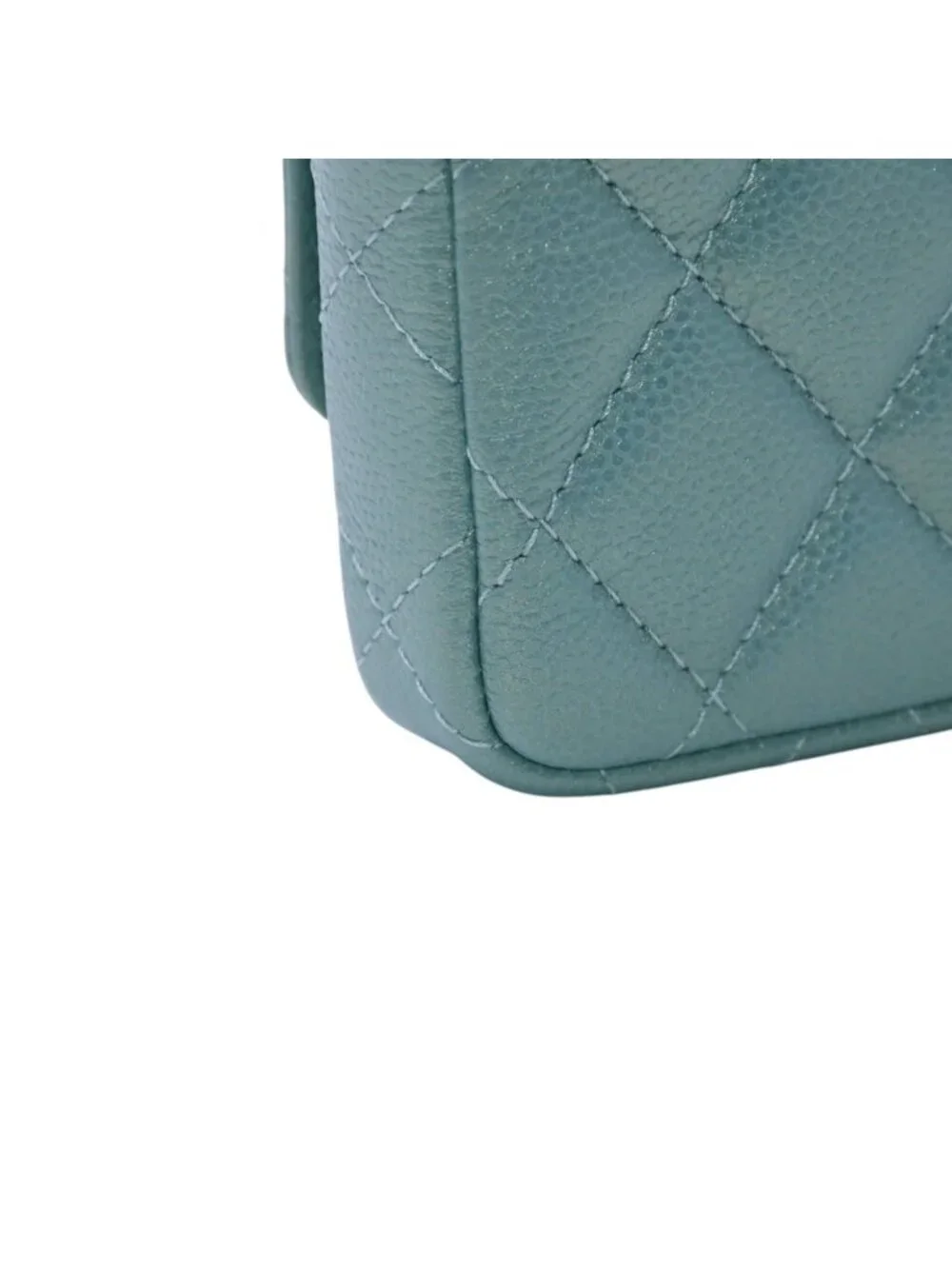 Chanel Quilted Chain Flap Coin Purse CC Logo Caviar Leather